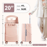 MRPLUM Ride On Luggage with Seat&Seat Belt,Hard Shell Lightweight Rolling Spinner Wheels Travel Luggage with TSA Lock,20 inch,Pink