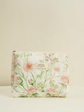 MSGHER Floral Quilted 4 - Piece Makeup Bag Set Large Capacity Cosmetic Organizer Handbag Travel Pouch & Storage Bags for Women (Beige)