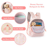 MT WORLD Daycare Backpack with Flower Personalized Floral Backpack with Embroidered Name - 12 Inch Backpack with Multiple Pockets - Pink Daisy Flower Backpacks - Custom Gifts for Birthday