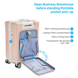 muhub 20" Front - Opening Carry on Luggage with Seat for Kids - Hardshell Travel Suitcase with Double Handles & TSA Lock, Pink