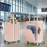 muhub 20" Front - Opening Carry on Luggage with Seat for Kids - Hardshell Travel Suitcase with Double Handles & TSA Lock, Pink