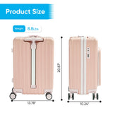 muhub 20" Front - Opening Carry on Luggage with Seat for Kids - Hardshell Travel Suitcase with Double Handles & TSA Lock, Pink
