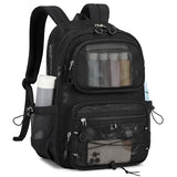 MUSEVOS Mesh Backpack, Heavy Duty See Through Backpack Ultra-Lightweight Net Bookbag Breathable Transparent Bookbag for School Beach Sports Gym Travel, Black