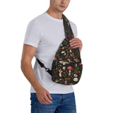 Mushroom Snail Berry Sling Backpack Unisex Crossbody Chest Bag Shoulder Chest Bag For Women Men Hiking Travel