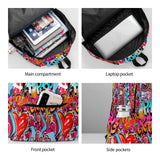 Muxxirt Daily Backpack Graffiti Wall, Hip Hop Art Backpacks Travel Laptop Daypack 17 inch Bags for Men Women