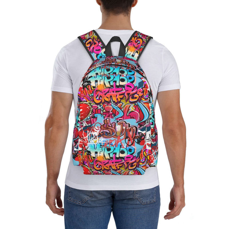 Muxxirt Daily Backpack Graffiti Wall, Hip Hop Art Backpacks Travel Laptop Daypack 17 inch Bags for Men Women