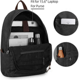 Muzze Canvas Backpack for Women and Men, Lightweight Classic Laptop Backpack with USB Charging Port for School, Travel and Daily Use, Black