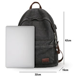 Muzze Canvas Backpack for Women and Men, Lightweight Classic Laptop Backpack with USB Charging Port for School, Travel and Daily Use, Black