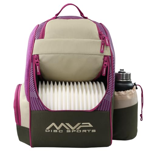 MVP Disc Sports Shuttle Disc Golf Backpack Bag (Khaki/Purple) | Backpacks4Less