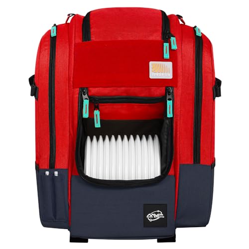MVP Disc Sports Voyager Slim Backpack Disc Golf Bag (Red) | Backpacks4Less