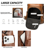 myfriday Vintage Faux Leather Backpack for Women, Soft Rucksack Backpack with Anti - Theft Pocket Convertible Shoulder Handbag (Brown)