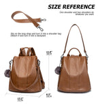 myfriday Vintage Faux Leather Backpack for Women, Soft Rucksack Backpack with Anti - Theft Pocket Convertible Shoulder Handbag (Brown)