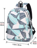 mygreen Backpack for Teens, Fashion Geometric Pattern kids Backpack College Bags Shoulder Bag Daypack Bookbags Travel Bag Blue&Green&Orange