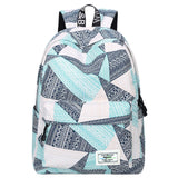 mygreen Backpack for Teens, Fashion Geometric Pattern kids Backpack College Bags Shoulder Bag Daypack Bookbags Travel Bag Blue&Green&Orange