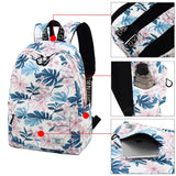 mygreen Backpacks for Kids, Flowers and Leaves Backpack Light Daypack School Bag Shoulder Bags Handbag White - Medium