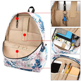 mygreen Backpacks for Kids, Flowers and Leaves Backpack Light Daypack School Bag Shoulder Bags Handbag White - Medium