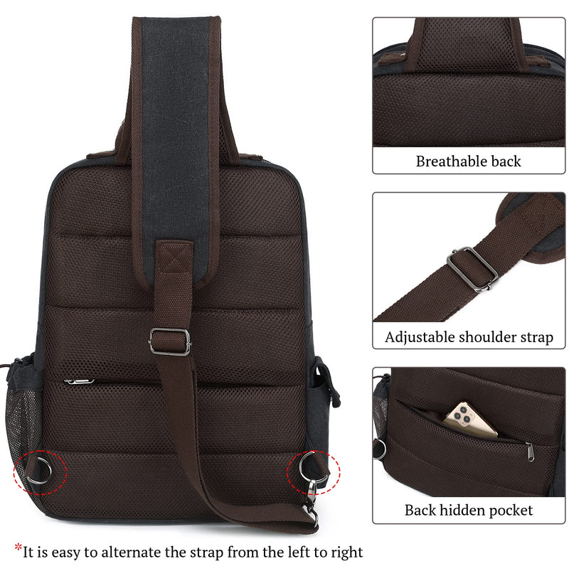 mygreen Canvas Messenger Bag 15 inch Backpack Crossbody Bags Sling Bag Black, XL