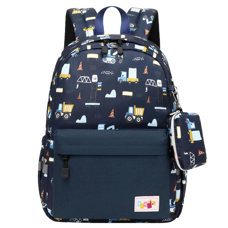 mygreen Toddler Backpack, Car Colorful Preschool Bag with Chest Strap, Kindergarten Schoolbag for Kids, Boys, and Girls (Truck Blue)