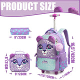 MYHSBYO Rolling Backpack for Girls Kids Backpack with Wheels Roller Backpack with Wheels Set for Elementary Students Carry on Luggage Bookbag with Roller