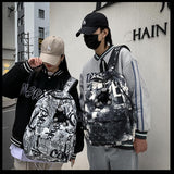 MYSNKU Funny Graffiti Print Backpack, Teens Laptop Schoolbags for Boys and Girls, College Fashion Daypack (Black 2)