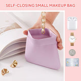MZLUWM 6PCS Small Makeup Bag for Purse，Waterproof Leather Portable Mini Makeup Bag,Snap Closure Organizer Pouch for Coin Cards Jewelry Lipstick Cosmetic Accessories，Small Travel Kit Storage Pouch