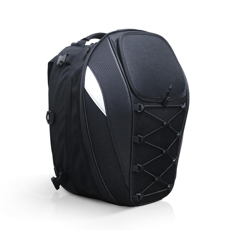 MZS Motorcycle Tail Bag, 38L Expandable Dual Use Helmet Bag Luggage Storage Backpack with Waterproof Rain Cover - Multifunctional Motorbike Rear Seat Bag Accessories