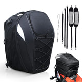 MZS Motorcycle Tail Bag, 38L Expandable Dual Use Helmet Bag Luggage Storage Backpack with Waterproof Rain Cover - Multifunctional Motorbike Rear Seat Bag Accessories