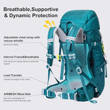 N NEVO RHINO 35L Internal Frame Backpack,Women Men’s Backpacking Backpack with Rain Cover,30+5 Liter Lightweight Hiking Backpacking Packs for Camping,Hiking,Traveling