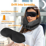 nadachi Neck Pillow Airplane Travel Set - Pure Memory Foam Travel Neck Pillow, Plane Pillow for Long Flights Essentials, Sleeping with 3D Contoured Eye Mask, Earplugs, Portable Bag (Darkgray - M)