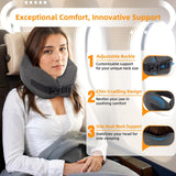 nadachi Neck Pillow Airplane Travel Set - Pure Memory Foam Travel Neck Pillow, Plane Pillow for Long Flights Essentials, Sleeping with 3D Contoured Eye Mask, Earplugs, Portable Bag (Darkgray - M)