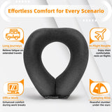 nadachi Neck Pillow Airplane Travel Set - Pure Memory Foam Travel Neck Pillow, Plane Pillow for Long Flights Essentials, Sleeping with 3D Contoured Eye Mask, Earplugs, Portable Bag (Darkgray - M)