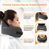 nadachi Neck Pillow Airplane Travel Set - Pure Memory Foam Travel Neck Pillow, Plane Pillow for Long Flights Essentials, Sleeping with 3D Contoured Eye Mask, Earplugs, Portable Bag (Darkgray - M)