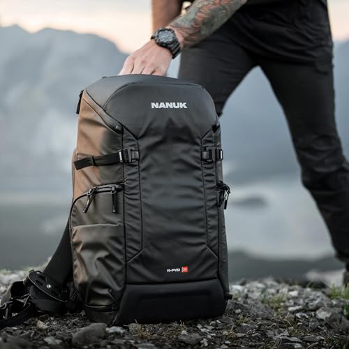 NANUK N - PVD 30L Camera Backpack – Water - Repellent with Rain Cover, Fits 2 Cameras, Drone, Tripod & 16" Laptop Compartment, Carry - On Approved – For Photographers, Travel & Hiking – Black
