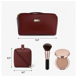 NAORI Travel Makeup Bag for Women | Large Luxury Cosmetic Organizer with Handle & Inner Pockets | Waterproof Faux LeatherToiletry Bag | Makeup Case for Home, Travel & Gifting (Classic Burgundy)