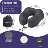 napfun Neck Pillow for Traveling, Upgraded Travel Neck Pillow for Airplane 100% Pure Memory Foam Travel Pillow for Flight Headrest Sleep, Portable Plane Accessories, Full Black