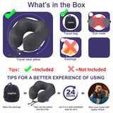 napfun Neck Pillow for Traveling, Upgraded Travel Neck Pillow for Airplane 100% Pure Memory Foam Travel Pillow for Flight Headrest Sleep, Portable Plane Accessories, Full Black