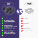 napfun Neck Pillow for Traveling, Upgraded Travel Neck Pillow for Airplane 100% Pure Memory Foam Travel Pillow for Flight Headrest Sleep, Portable Plane Accessories, Full Black