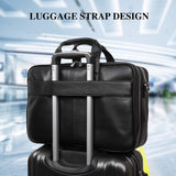 Nappa Leather Briefcase for Men Large Business Travel Messenger Tote Bag 17'' Laptop Bag with YKK Zippers (Black)