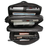 Nappa Leather Briefcase for Men Large Business Travel Messenger Tote Bag 17'' Laptop Bag with YKK Zippers (Black)