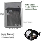 Naroa Waterproof Multifunctional Toiletry Shower Bag for Gym, Travel, Business and Foldable Portable Hanging Bathroom Mesh Caddy with Wet & Dry Storage Suction Hook Tote for Men Women