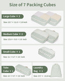 Narwey 7 Set Checkered Packing Cubes for Travel Kids Women, Durable Packing Organizer Bags for Carry on Suitcase Luggage Travel Essentials Accessories (Mint Green Checkerboard)
