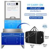 Narwey Carry on Luggage 22x14x9 Airline Approved Foldable Duffle Bag for Travel Packable Duffel Bag for Traveling Airplane for Women and Men 40L (Black (With Shoulder Strap))
