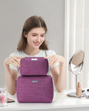 Narwey Large Makeup Bag Travel Cosmetic Bag Organizer Toiletry Bag Make Up Bags Zipper Pouch for Women (Large, Purple)