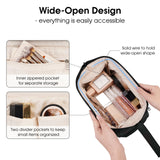 Narwey Makeup Bag Women Wide - open Make up Bag Travel Cosmetic Bag Organizer Toiletry Bag for Cosmetics Toiletries Accessories (Black)