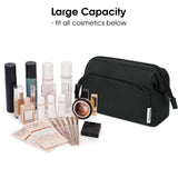 Narwey Makeup Bag Women Wide - open Make up Bag Travel Cosmetic Bag Organizer Toiletry Bag for Cosmetics Toiletries Accessories (Black)