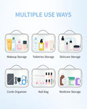 Narwey TSA Approved Toiletry Bag Carry on Clear Toiletry Bag Makeup Bag, Airport Airline Quart Size Travel Bags, Waterproof Portable Compact Cosmetic Make up Organizer Bag (Mint Green Checkerboard)