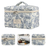 NATINSA Cute Makeup Bag for Women(2 Pcs), Travel Cosmetic Bags, Quilted Coquette Aesthetic Floral Toiletry Organizer Bag (22 - Black Flower)