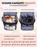 NatuFuse Baby Diaper Bag Backpack, Expandable Baby Bag for Girl Boy, Travel Diaper Backpack with Insulated Pocket, Changing Pad, Quilted Diaper Bag for Mom Dad, Newborn Baby Essentials Must Have Black