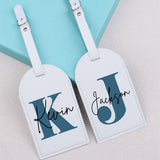NAWVNMI 3 Pcs Personalised Initial Name Luggage Tag Suitcase Identifier Label Baggage PU Leather Boarding Bag Tags Travel Accessorie Gift,Select,Adjustable