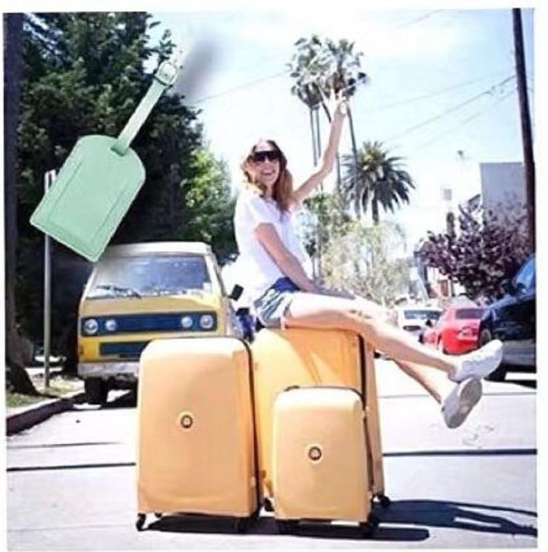 NAWVNMI 3 Pcs Personalised Initial Name Luggage Tag Suitcase Identifier Label Baggage PU Leather Boarding Bag Tags Travel Accessorie Gift,Select,Adjustable